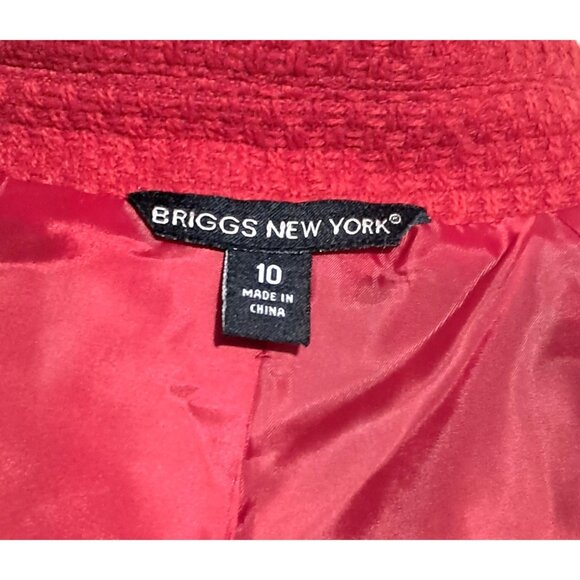 Vintage Classic Red Briggs New York Wool Blend Textured Blazer Jacket Size 10 - Picture 2 of 10